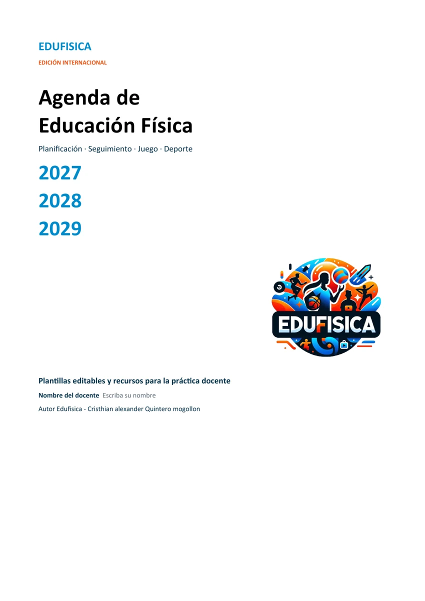 Portada de la Agenda de Educación Física 2027, 2028 y 2029