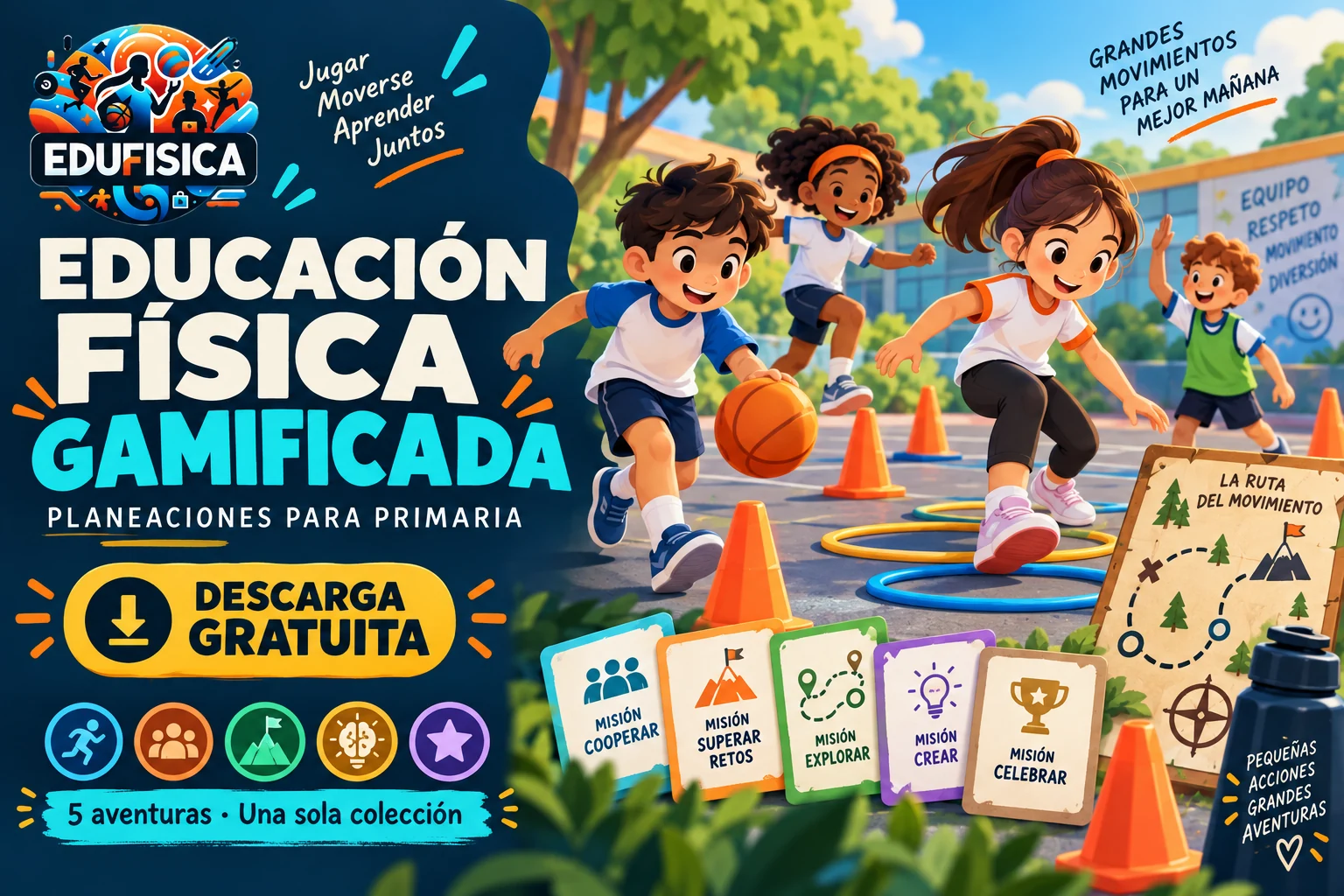 Promocional EDUFISICA: planeaciones de primaria de Educación Física gamificada gratuitas