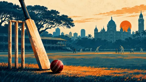 Ilustración conceptual sobre india bombay cricket
