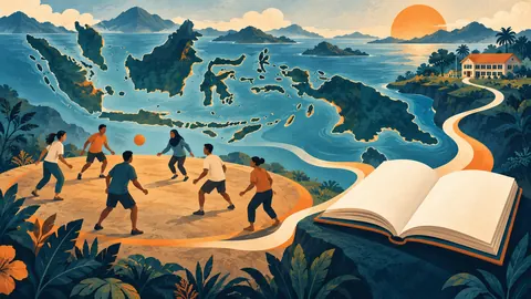 Islas, espacio comunitario de juego y escuela conectados con un libro abierto.