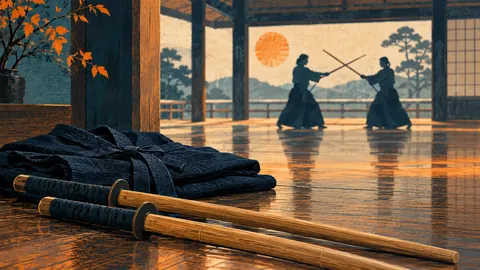 Ilustración conceptual sobre japon esgrima tokugawa
