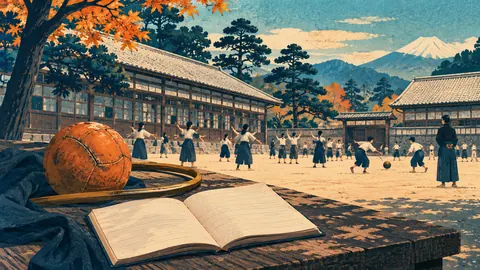 Ilustración conceptual sobre japon juegos educacion meiji