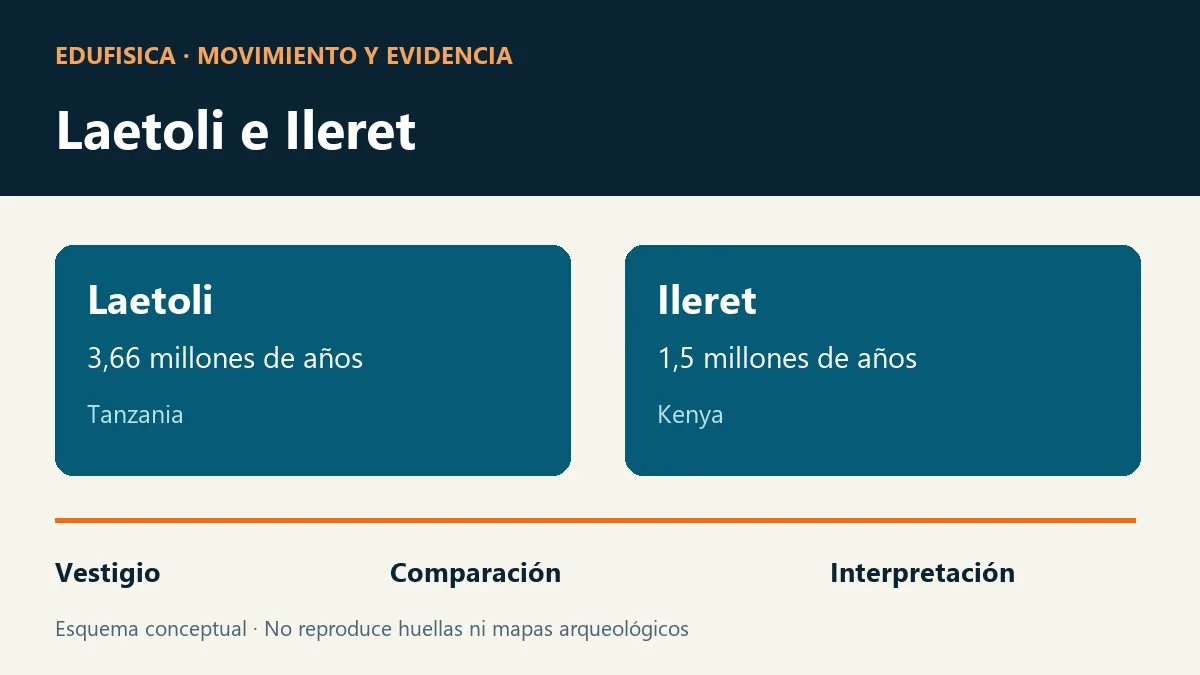 Esquema de Laetoli en Tanzania e Ileret en Kenya: antigüedades estudiadas y distinción entre vestigio, comparación e interpretación