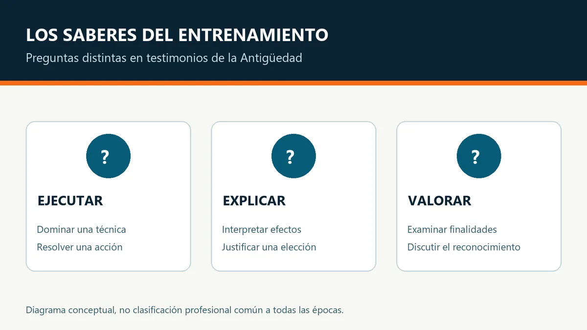 Tres preguntas para distinguir ejecución técnica, explicación de efectos y valoración de finalidades.