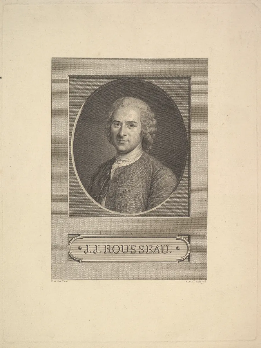 Retrato grabado del filósofo Jean-Jacques Rousseau.