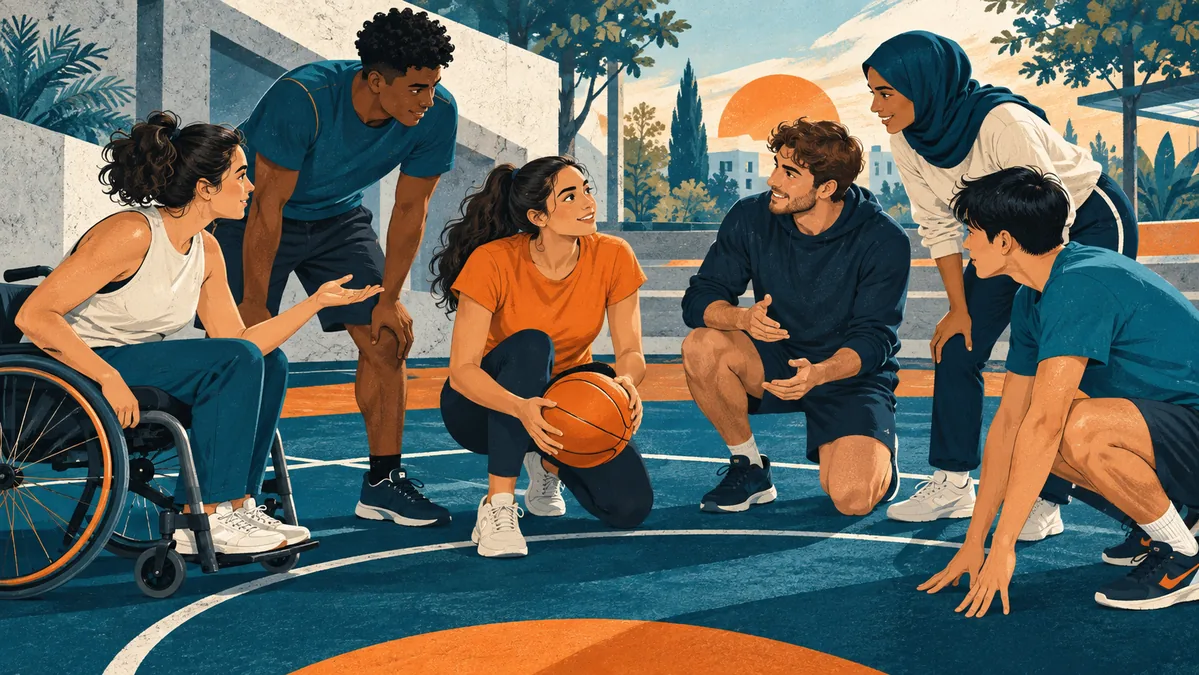 Ilustración de participantes que acuerdan un juego colectivo