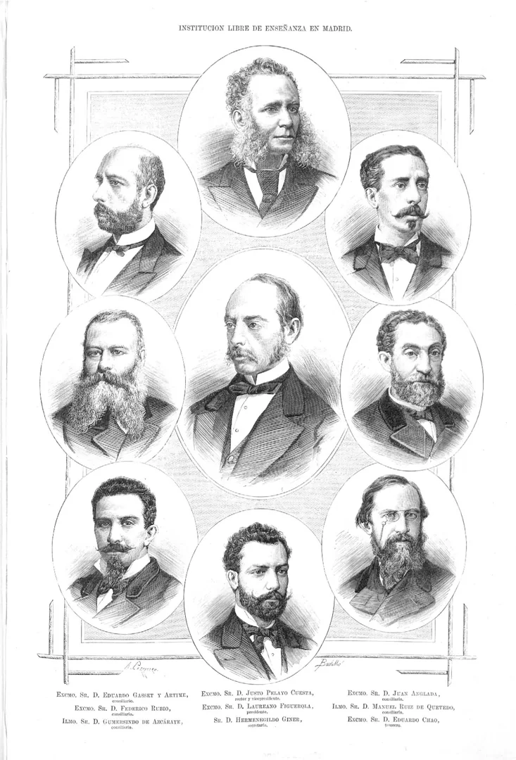 Lámina de la Institución Libre de Enseñanza en Madrid publicada en 1878