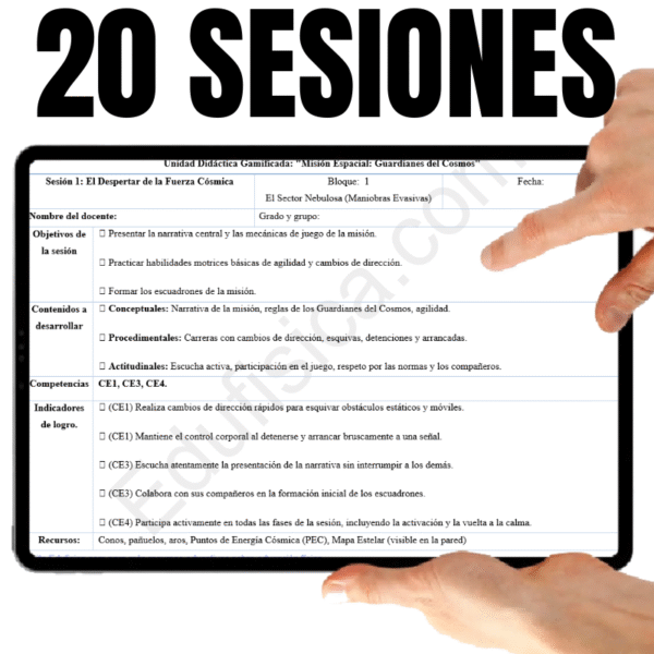 Kit de Educación Física (9-10 años): Misión Espacial | 20 Sesiones Gamificadas (+240 Actividades), Cuento Narrativo en Video, Evaluación Automatizada, Manual del Docente, Diario del Estudiante y Recursos Gráficos