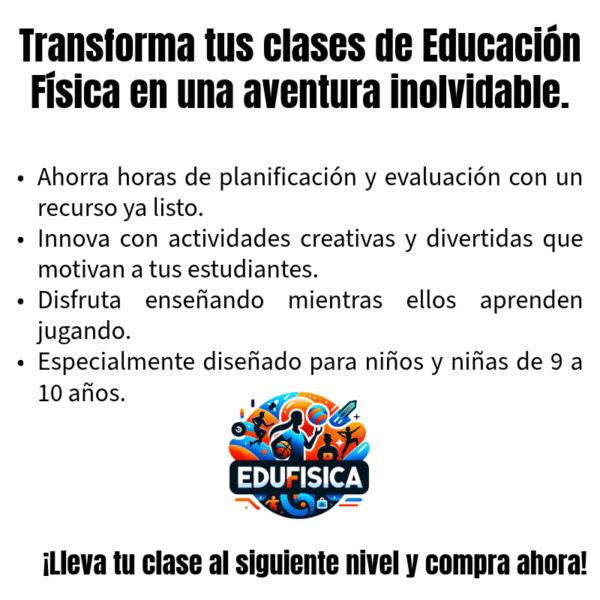 Kit de Educación Física (9-10 años): Misión Espacial | 20 Sesiones Gamificadas (+240 Actividades), Cuento Narrativo en Video, Evaluación Automatizada, Manual del Docente, Diario del Estudiante y Recursos Gráficos