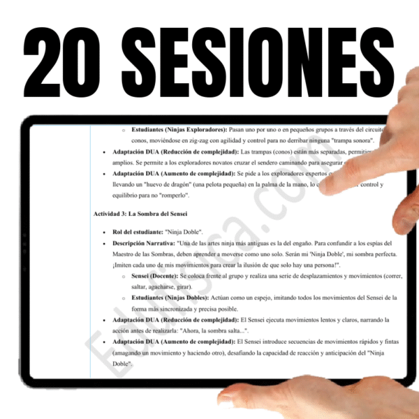 Kit de Educación Física (7-8 años): La Senda del Ninja | 20 Sesiones Gamificadas (+240 Actividades), Cuento Narrativo en Video, Evaluación Automatizada, Manual del Docente, Diario del Estudiante y Recursos Gráficos